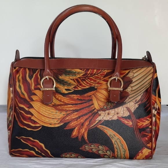 Salvatore Ferragamo Women's Satchel - Black and Brown Floral - Picture 3 of 12